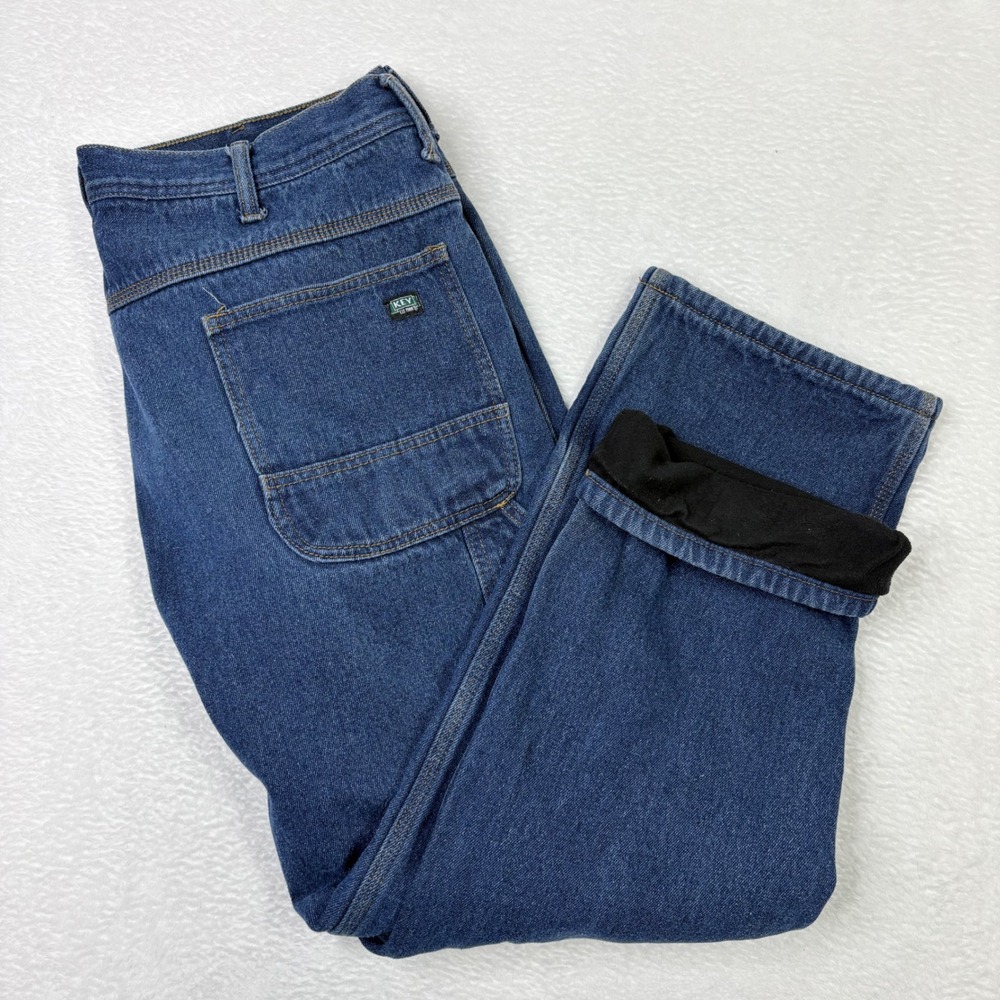 Key Mens Fleece Lined‎ Carpenter Jeans Blue Denim Work Pants 38x30 FS.1126